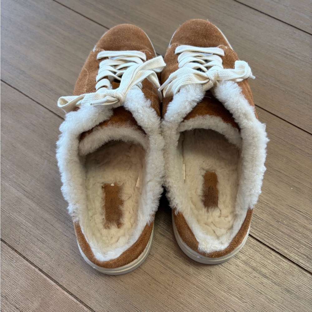 Frye Ivy genuine shearling sneaker mules in brown suede - Picture 3 of 5